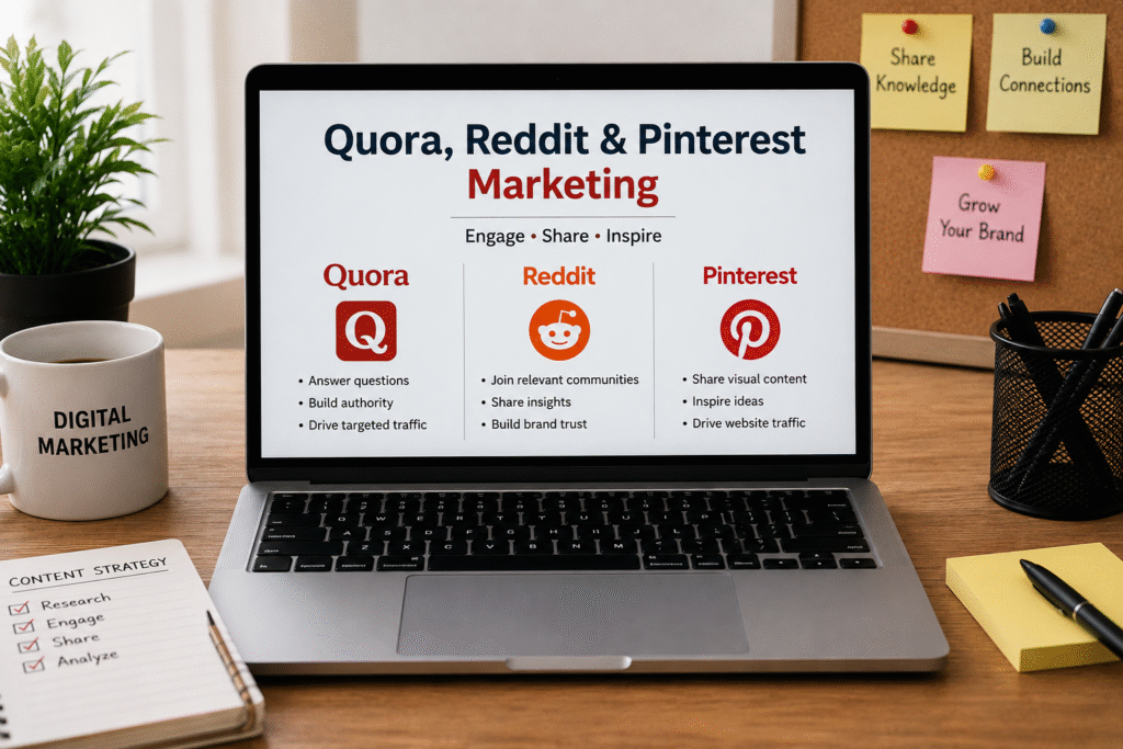 Quora, Reddit & Pinterest Marketing Course | LeLogix Digital Quora, Reddit and Pinterest Marketing course at LeLogix Digital in Greater Noida covering community marketing, content promotion, brand awareness, traffic generation, audience engagement, and social bookmarking.